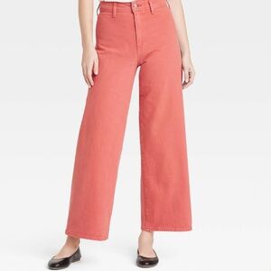 High-Rise Sailor Wide Leg Ankle Jeans Universal Thread Cotton Denim Relaxed Fit